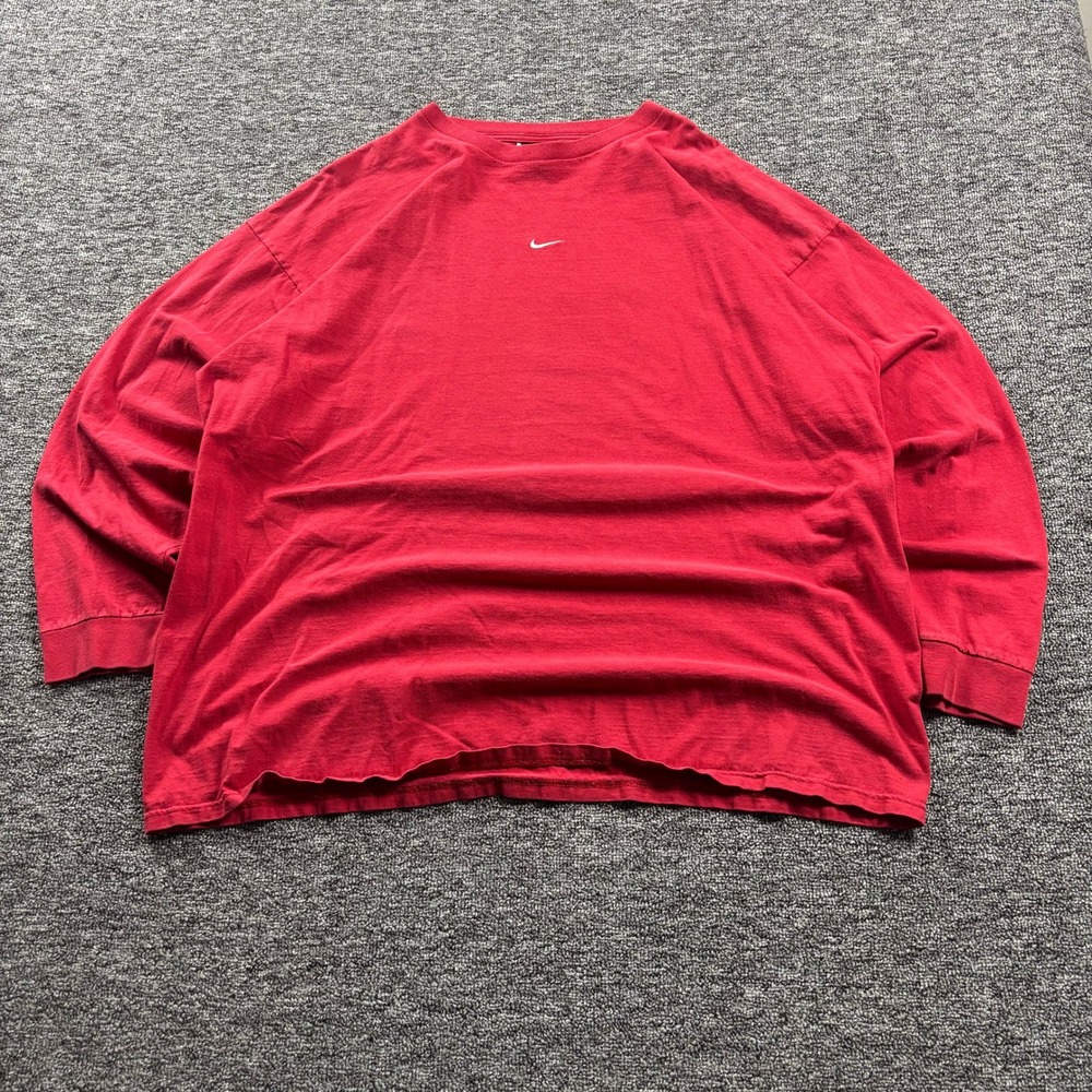 Y2K 2000s Nike Team Long Sleeve Center Swoosh Red T-Shirt Men's 2XL